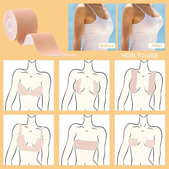 Banda pentru ridicarea sanilor, Zola®, 10 protectii pentru mameloane, impermeabila, elastica si confortabila, 500x5 cm Banda pentru ridicarea sanilor, Zola®, 10 protectii pentru mameloane, impermeabila, elastica si confortabila, 500x5 cm
